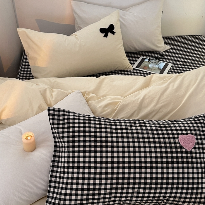 91家纺网 家纺一手货源 找家纺 洋铭区（原狠狠爱）2024新款水洗棉毛巾绣四件套 爱心蝴蝶结