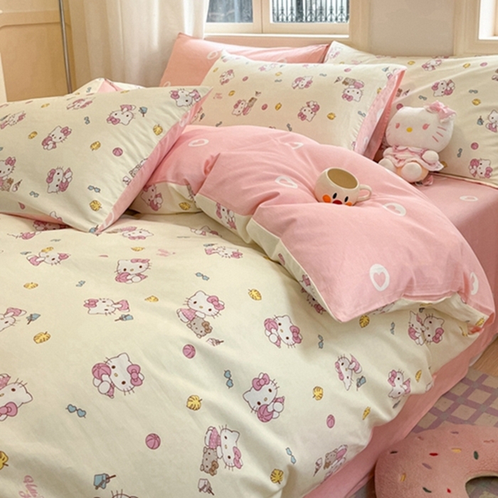 91家纺网 家纺一手货源 找家纺 博雅 2024新款三丽鸥全棉印花卡通四件套 可爱KT