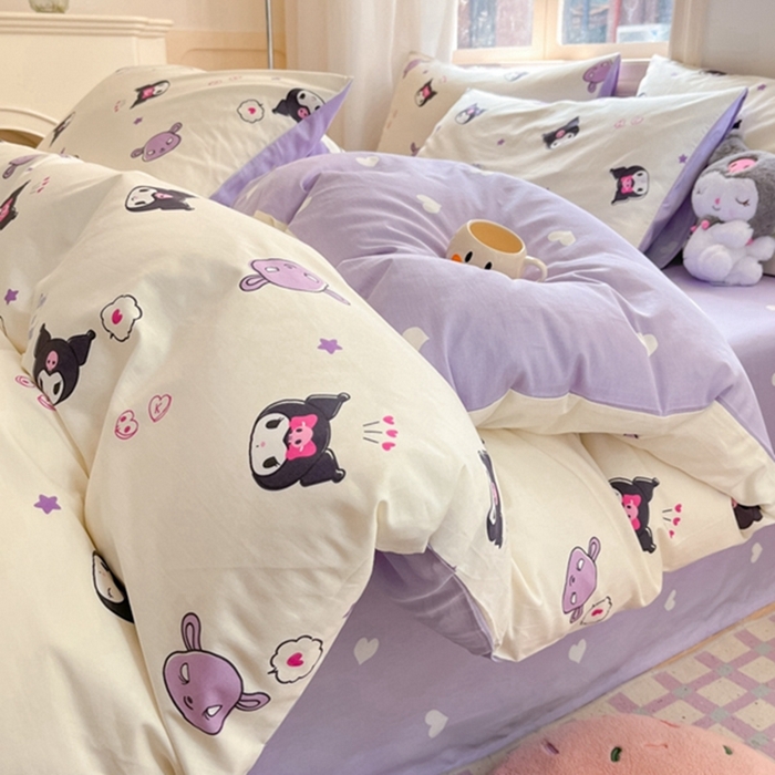 91家纺网 家纺一手货源 找家纺 博雅 2024新款三丽鸥全棉印花卡通四件套 星星库洛米