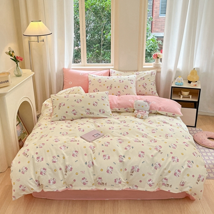 91家纺网 家纺一手货源 找家纺 博雅 2024新款三丽鸥全棉印花卡通四件套 可爱KT