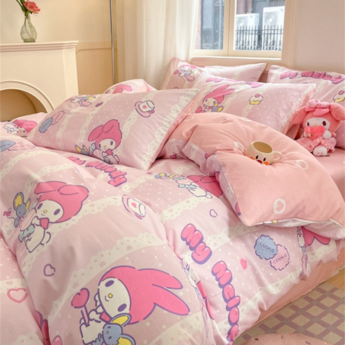 91家纺网 家纺一手货源 找家纺 博雅 2024新款三丽鸥全棉印花卡通四件套 魔法美乐蒂