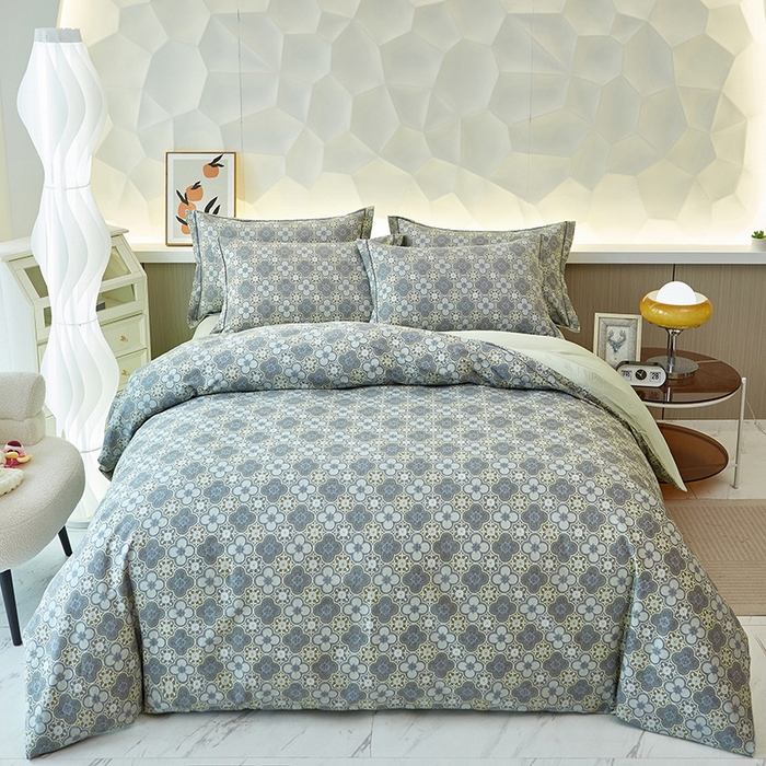 91家纺网 家纺一手货源 找家纺 雲归梦 2024新款加厚全棉生态磨毛大版四件套 利奥 灰