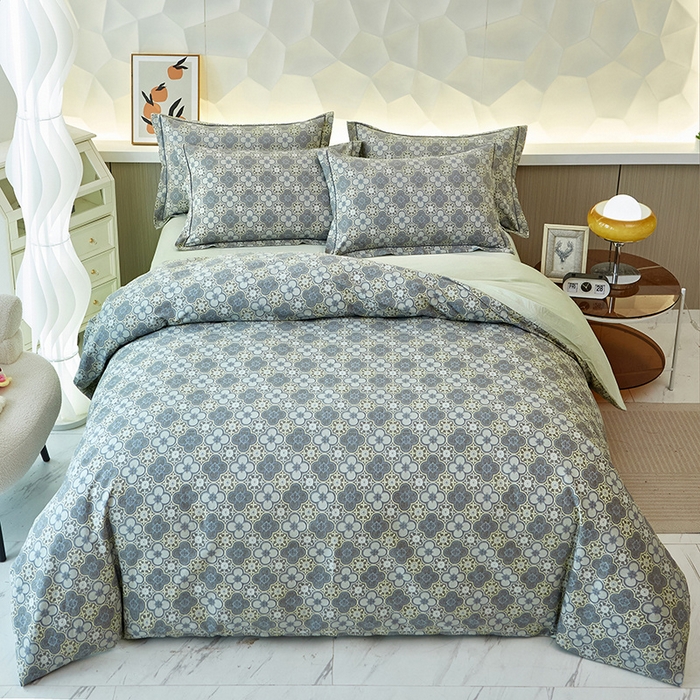 91家纺网 家纺一手货源 找家纺 雲归梦 2024新款加厚全棉生态磨毛大版四件套 利奥 灰