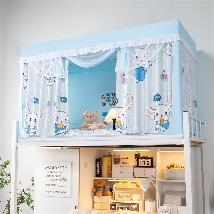 91家纺网 家纺一手货源 找家纺 新太阳蚊帐 2025新款卡通学生遮光床帘 花边款小狗