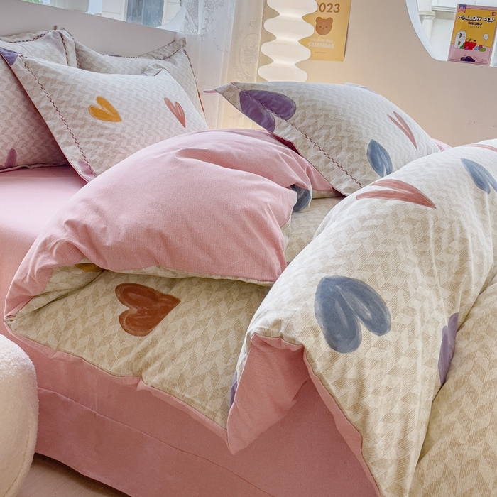 91家纺网 家纺一手货源 找家纺 帅露家纺 2025新款全棉超柔加厚生态磨毛四件套  爱相拥