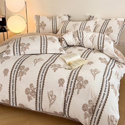 91家纺网 家纺一手货源 找家纺 （总）启程家纺 2024新款A类牛奶绒轻奢大牌风四件套