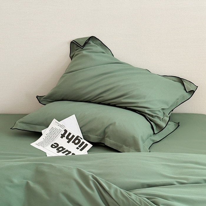 91家纺网 家纺一手货源 找家纺 梦享生活家居 2024新款Ａ类50支全棉磨毛密拷边四件套系列 密拷边翡翠绿