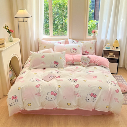 博雅 2024新款三丽鸥全棉印花卡通四件套 彩色KT