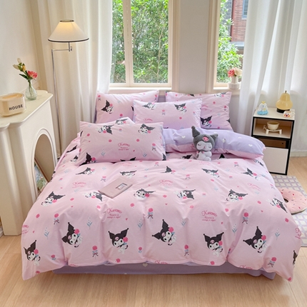 博雅 2024新款三丽鸥全棉印花卡通四件套 小花库洛米