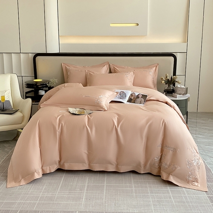 91家纺网 家纺一手货源 找家纺 （总）小时代家纺 2024新款13376全活性喷气简约轻奢刺绣夹棉床盖四件套-繁花