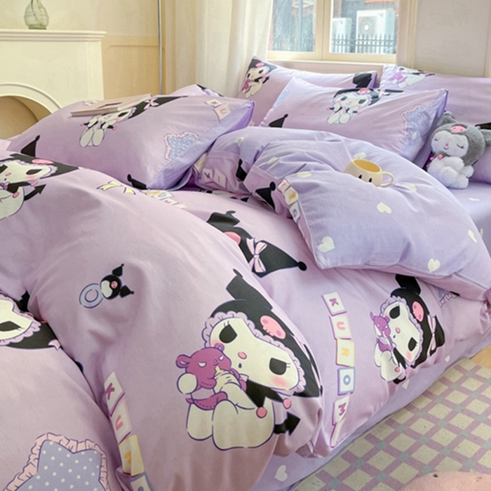 91家纺网 家纺一手货源 找家纺 博雅 2024新款三丽鸥全棉印花卡通四件套 可爱库洛米