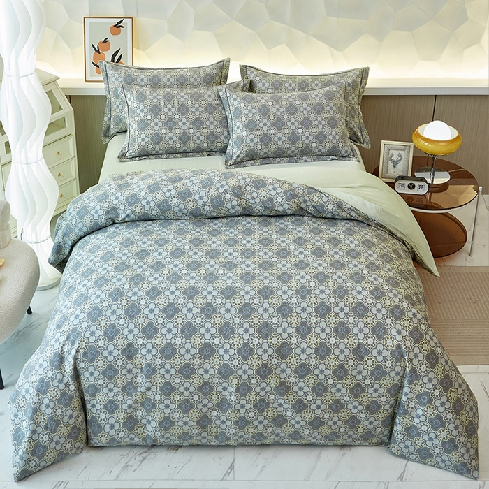 91家纺网 家纺一手货源 找家纺 雲归梦 2024新款加厚全棉生态磨毛大版四件套 利奥 灰