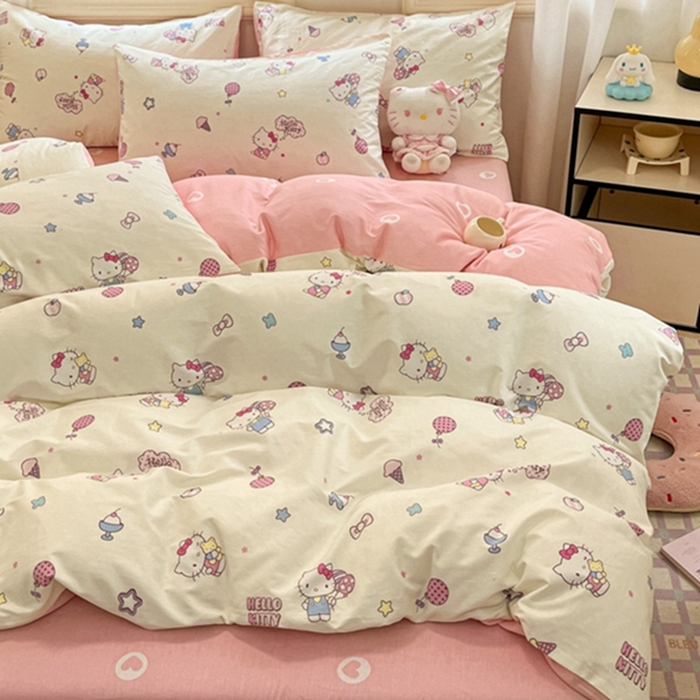 91家纺网 家纺一手货源 找家纺 博雅 2024新款三丽鸥全棉印花卡通四件套 美美KT