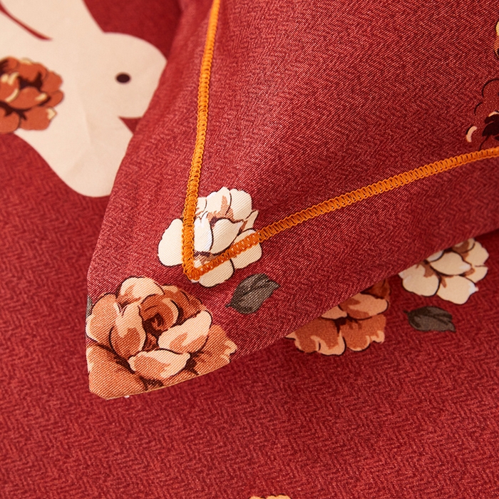 91家纺网 家纺一手货源 找家纺 雲归梦 2024新款加厚全棉生态磨毛大版四件套 快乐节奏 红