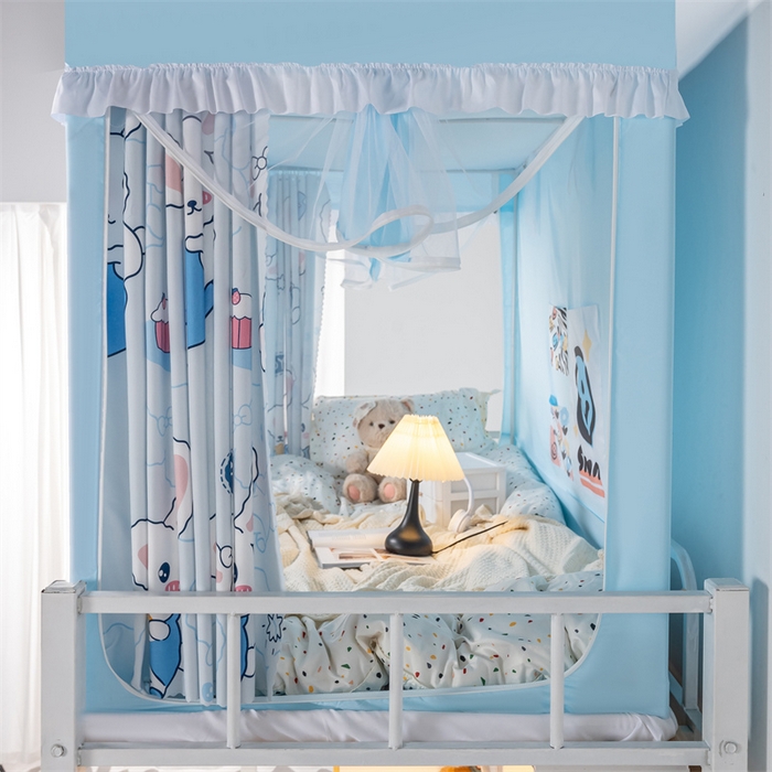 91家纺网 家纺一手货源 找家纺 新太阳蚊帐 2025新款卡通学生遮光床帘 花边款小狗