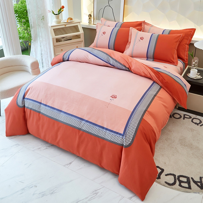 91家纺网 家纺一手货源 找家纺 雲归梦 2024新款加厚全棉生态磨毛大版四件套 细水流年 桔