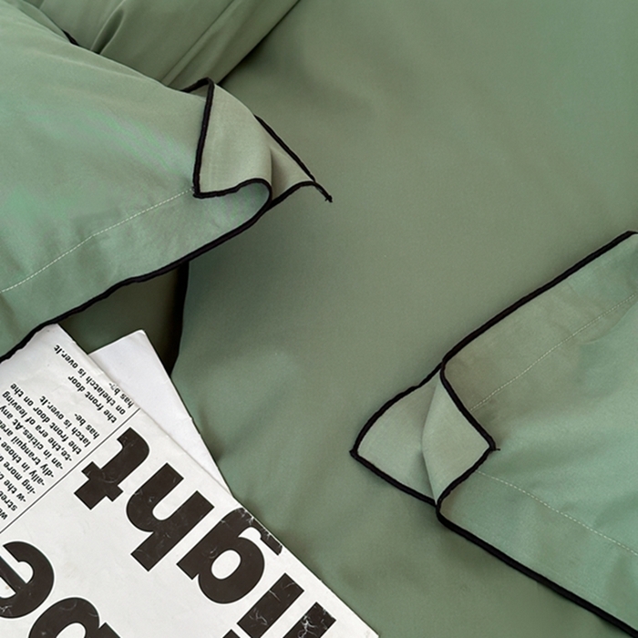 91家纺网 家纺一手货源 找家纺 梦享生活家居 2024新款Ａ类50支全棉磨毛密拷边四件套系列 密拷边翡翠绿