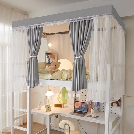 91家纺网 家纺一手货源 找家纺 （总）海虹蚊帐 2025新款双导轨强遮光非涂层静电植绒环保透气床帘款学生蚊帐