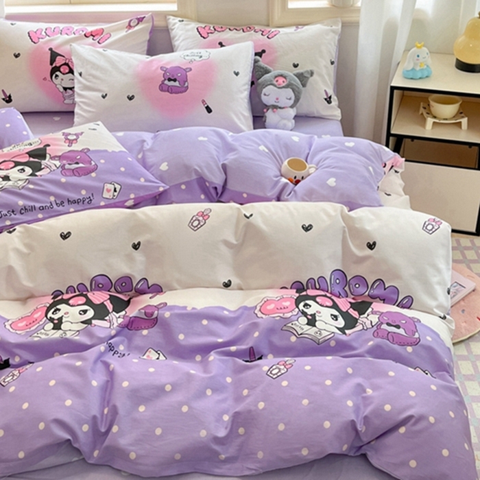 91家纺网 家纺一手货源 找家纺 博雅 2024新款三丽鸥全棉印花卡通四件套 梦想库洛米AB版