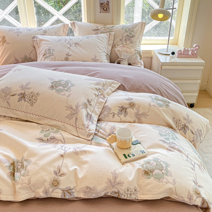 91家纺网 家纺一手货源 找家纺 帅露家纺 2025新款全棉超柔加厚生态磨毛四件套  鹿禾