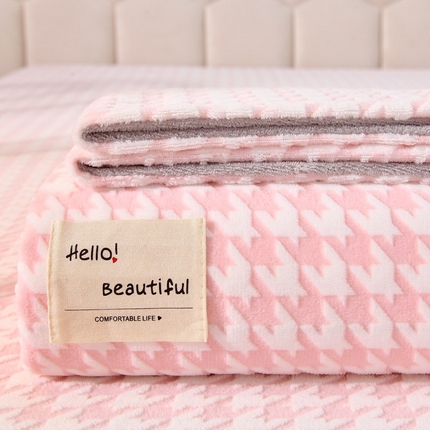 91家纺网 家纺一手货源 找家纺 （总）莱米家纺 2024新款秋冬华夫格加密千鸟格牛奶绒床单