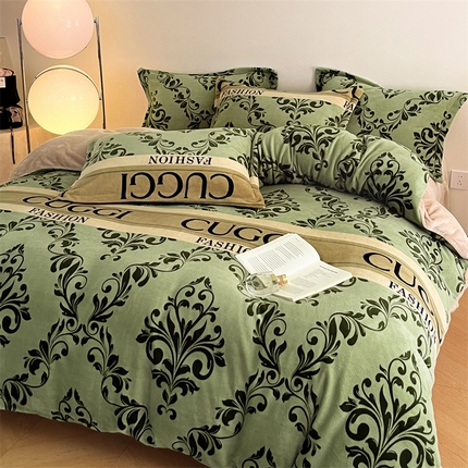 91家纺网 家纺一手货源 找家纺 （总）启程家纺 2024新款A类牛奶绒轻奢大牌风四件套