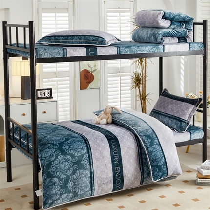 91家纺网 家纺一手货源 找家纺 雨洋家纺 2025新款学生季加厚保暖牛奶绒金貂绒婴儿宝宝学生三件套 快乐时光