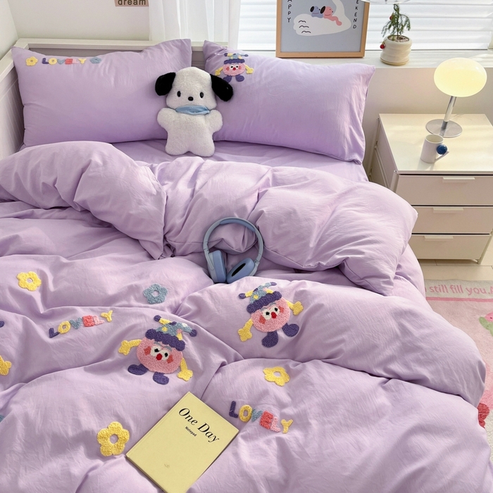 91家纺网 家纺一手货源 找家纺 海岛哥哥 2024新款云柔棉毛巾绣 四件套 毛巾绣-马戏团