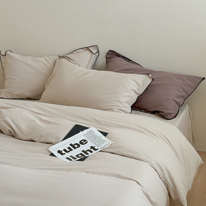 91家纺网 家纺一手货源 找家纺 梦享生活家居 2024新款Ａ类50支全棉磨毛密拷边四件套系列 密拷边嫩米色