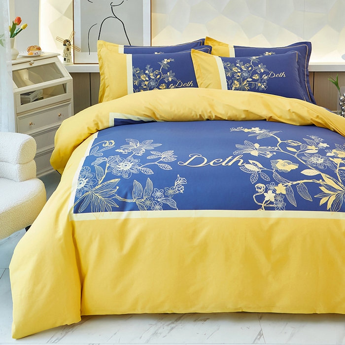 91家纺网 家纺一手货源 找家纺 雲归梦 2024新款加厚全棉生态磨毛大版四件套 天籁之音 黄