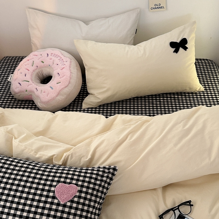 91家纺网 家纺一手货源 找家纺 洋铭区（原狠狠爱）2024新款水洗棉毛巾绣四件套 爱心蝴蝶结