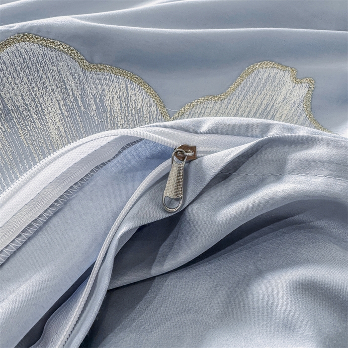 91家纺网 家纺一手货源 找家纺 宅家居 2024新款莫奈花园系列-轻奢小香风双面纯棉刺绣长绒棉四件套 莫奈花园-湖水蓝