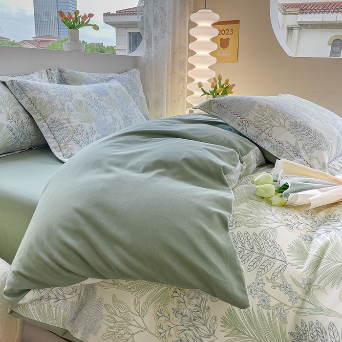 91家纺网 家纺一手货源 找家纺 帅露家纺 2025新款全棉超柔加厚生态磨毛四件套  晨晓-绿