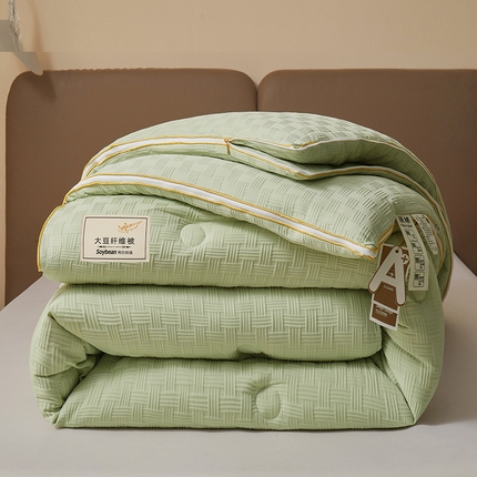 91家纺网 家纺一手货源 找家纺 星航家纺 2025新款A类针织棉华夫格大豆被子母被子（真正A类针织棉）华夫格子母被 抹茶绿