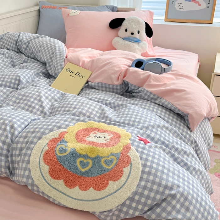 91家纺网 家纺一手货源 找家纺 海岛哥哥 2025新款云柔棉毛巾绣 四件套 毛巾绣-甜蜜蛋糕