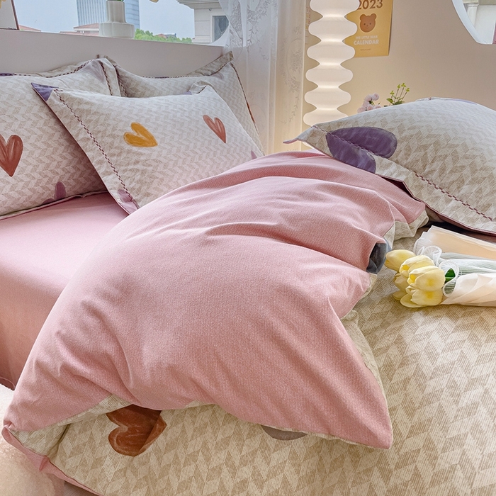 91家纺网 家纺一手货源 找家纺 帅露家纺 2025新款全棉超柔加厚生态磨毛四件套  爱相拥