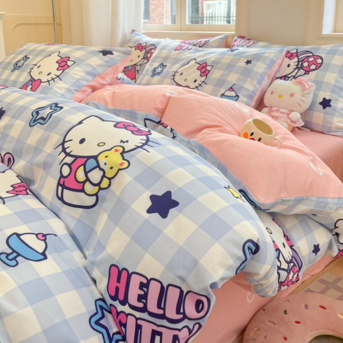 91家纺网 家纺一手货源 找家纺 博雅 2024新款三丽鸥全棉印花卡通四件套 气球KT