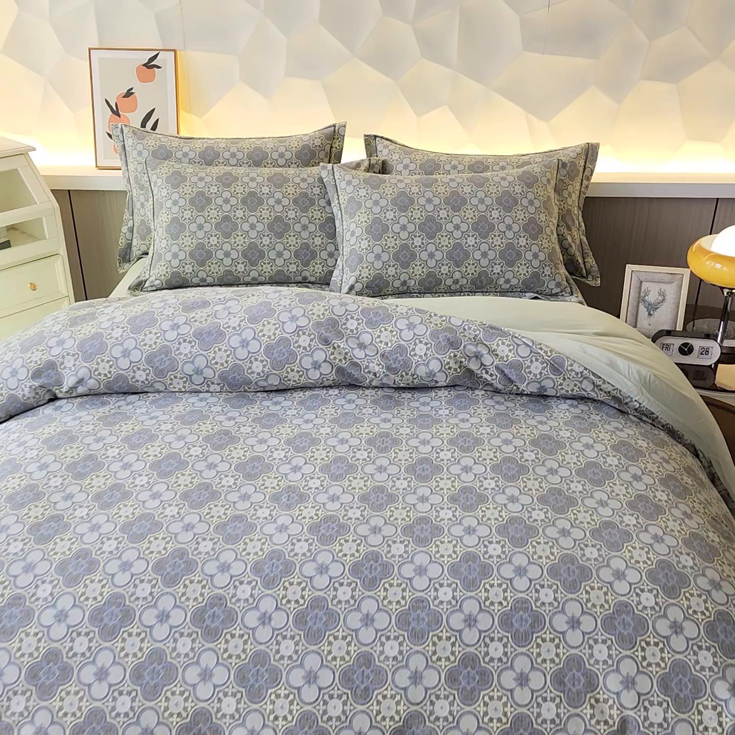 91家纺网 家纺一手货源 找家纺 雲归梦 2024新款加厚全棉生态磨毛大版四件套 利奥 灰