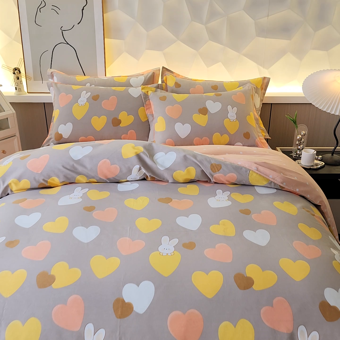 91家纺网 家纺一手货源 找家纺 雲归梦 2024新款加厚全棉生态磨毛大版四件套 星晴 咖