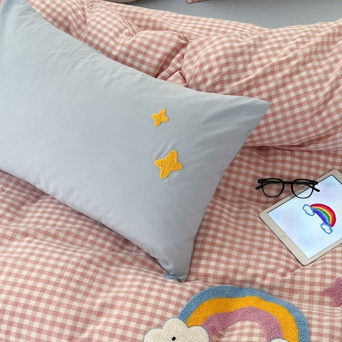 91家纺网 家纺一手货源 找家纺 洋铭区（原狠狠爱）2024新款水洗棉毛巾绣四件套 七彩浮云