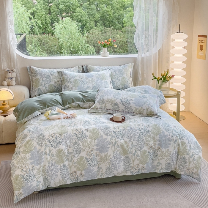 91家纺网 家纺一手货源 找家纺 帅露家纺 2025新款全棉超柔加厚生态磨毛四件套  晨晓-绿