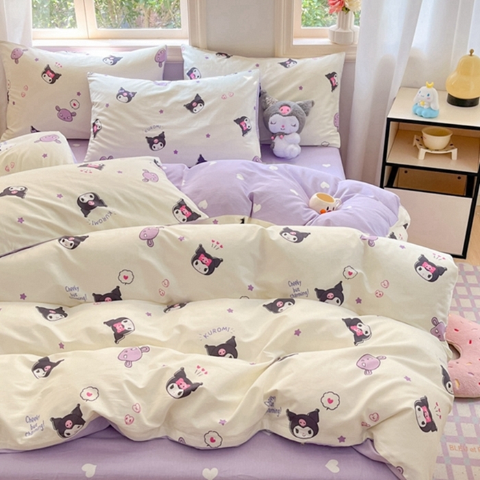 91家纺网 家纺一手货源 找家纺 博雅 2024新款三丽鸥全棉印花卡通四件套 星星库洛米