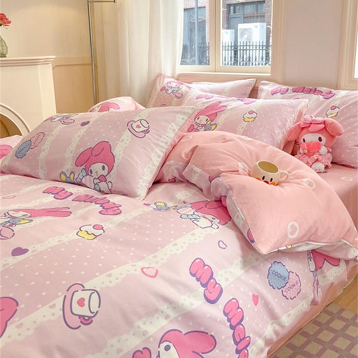 91家纺网 家纺一手货源 找家纺 博雅 2024新款三丽鸥全棉印花卡通四件套 魔法美乐蒂