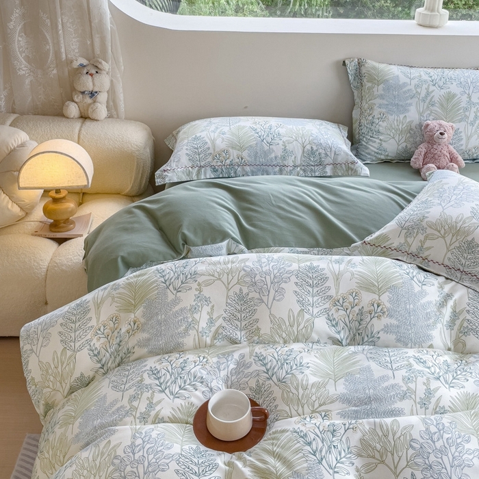 91家纺网 家纺一手货源 找家纺 帅露家纺 2025新款全棉超柔加厚生态磨毛四件套  晨晓-绿