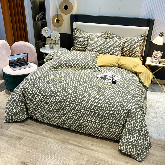 91家纺网 家纺一手货源 找家纺 雲归梦 2024新款加厚全棉生态磨毛大版四件套 卡尔玛-黄