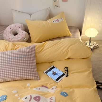 洋铭区（原狠狠爱）2024新款水洗棉毛巾绣四件套 逍遥鱼儿