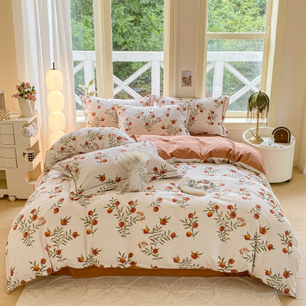 91家纺网 家纺一手货源 找家纺 帅露家纺 2025新款全棉ins风小清新加厚磨毛四件套【提供质检报告】 好柿连连