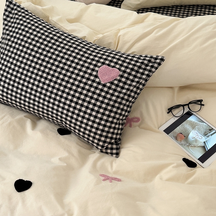 91家纺网 家纺一手货源 找家纺 洋铭区（原狠狠爱）2024新款水洗棉毛巾绣四件套 爱心蝴蝶结