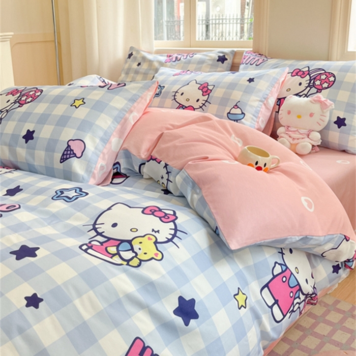 91家纺网 家纺一手货源 找家纺 博雅 2024新款三丽鸥全棉印花卡通四件套 气球KT