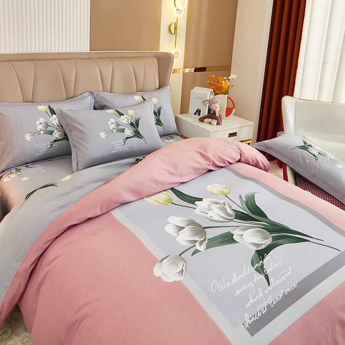 91家纺网 家纺一手货源 找家纺 雲归梦 2024新款加厚全棉生态磨毛大版四件套 含香-粉